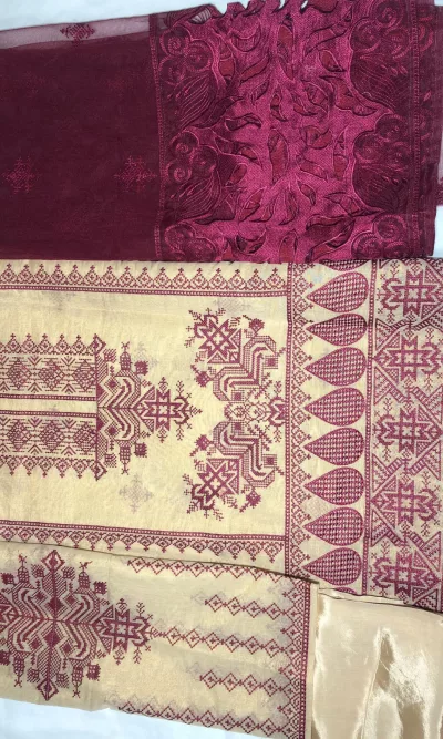 Khaddi Silk with embroidery, Unstiched Suit (Purple)