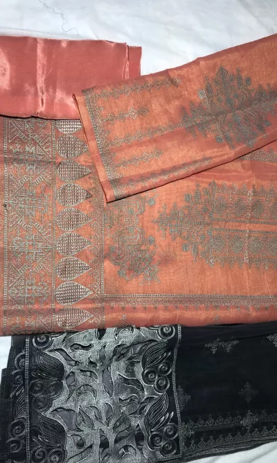 Khaddi Silk with embroidery, Unstiched Suit (Rose Pink)