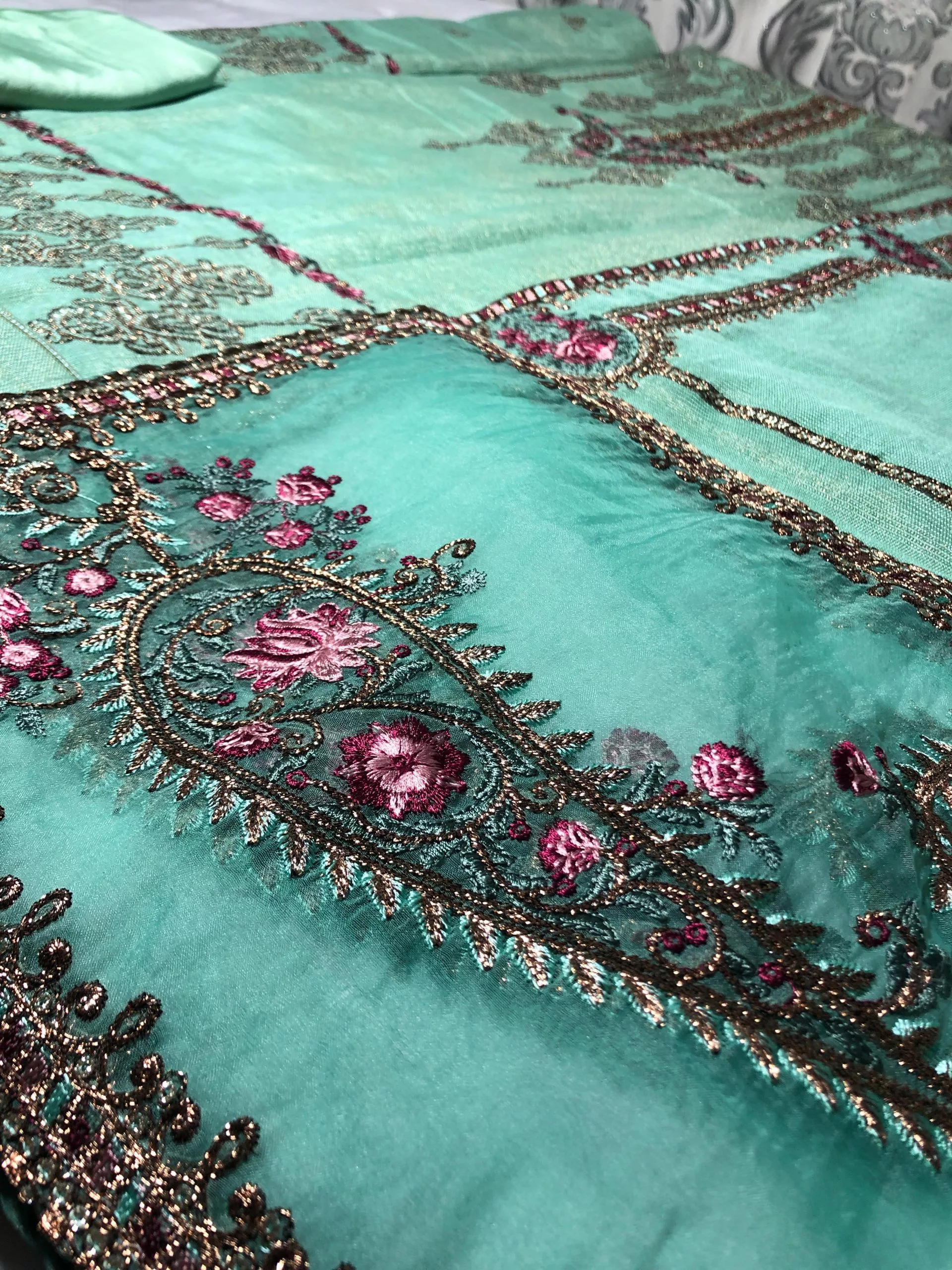 Pure Khaddi Unstitched Embroidered Suit (Light Green) - Image 2