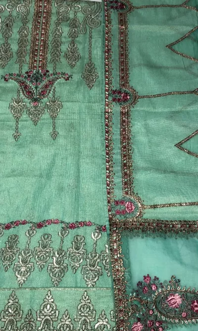 Pure Khaddi Unstitched Embroidered Suit (Light Green)