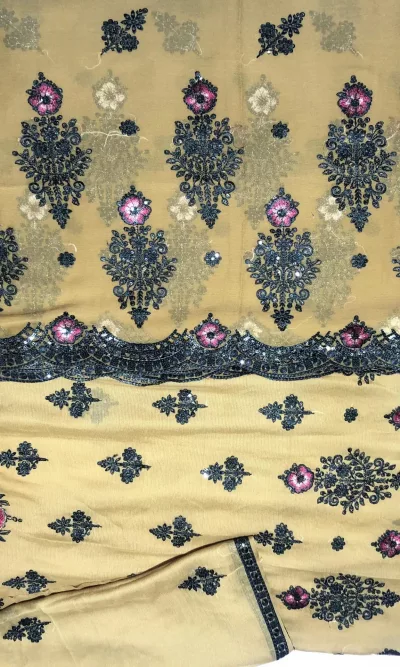 black thread suit, complete with a stunning dupatta (Yellow)