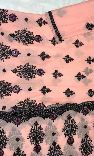 black thread suit, complete with a stunning dupatta (Pink)