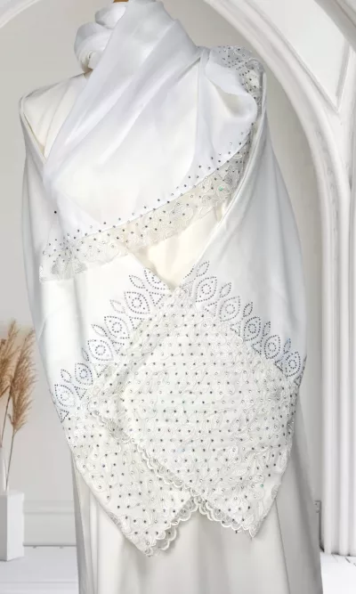 High Quality Elegant Dubai Abaya with Embroidery-White